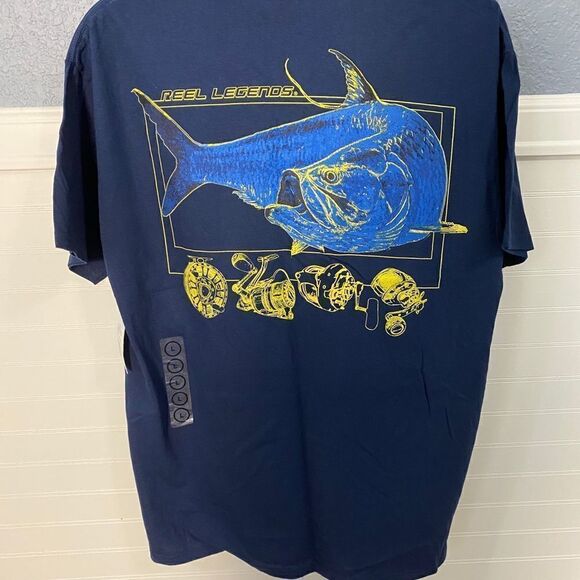 Reel Legends Flat Water Titan Navy Blue T-Shirt - Picture 7 of 7
